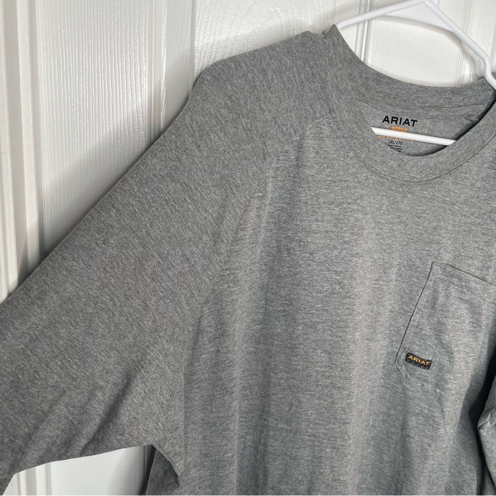 Ariat Rebar T-Shirt Pocket Tee Cotton Strong Camo Sleeve Workwear in Gray 2XL - Picture 6 of 15